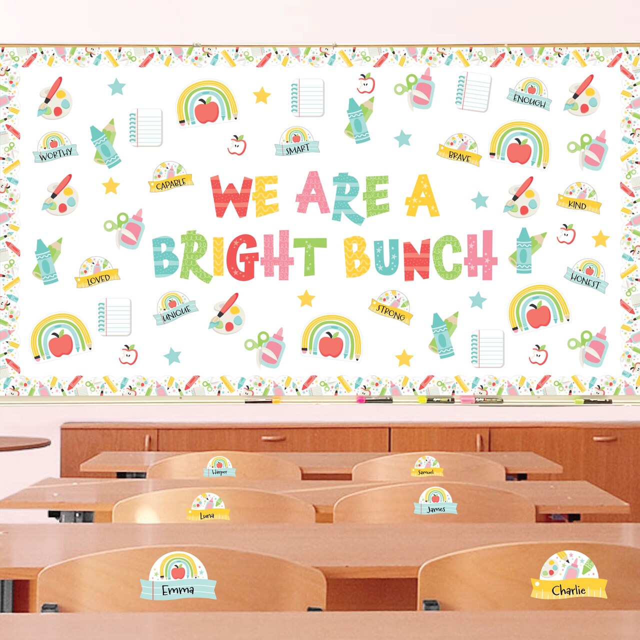 Big Dot of Happiness Cute and Colorful School School Bulletin Board Set Classroom Decoration Kit